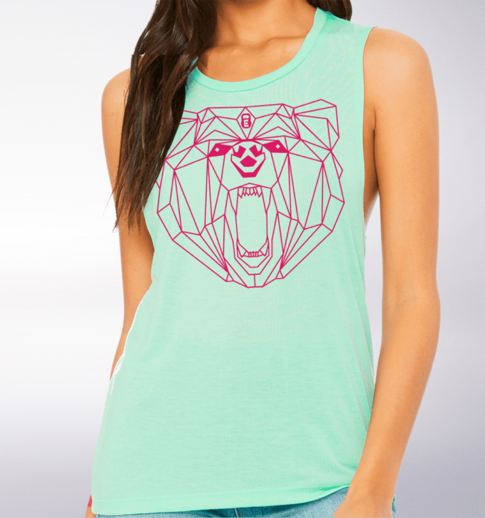 Pink Bärenkopf Girls Loose Muscle Tank Damen - Mint 2