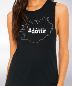 WHITE DOTTIR-Iceland Loose Muscle Tank Black 4