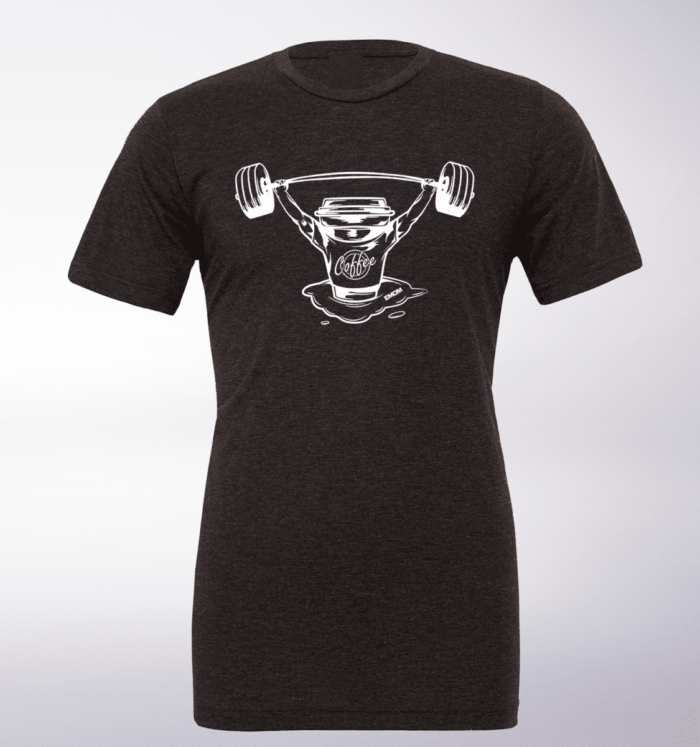 White Barbell & Coffee T-Shirt Herren Shirt - Dunkelgrau 1