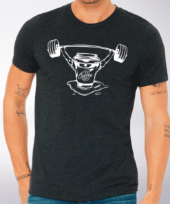 White Barbell & Coffee T-Shirt Herren Shirt - Dunkelgrau 4