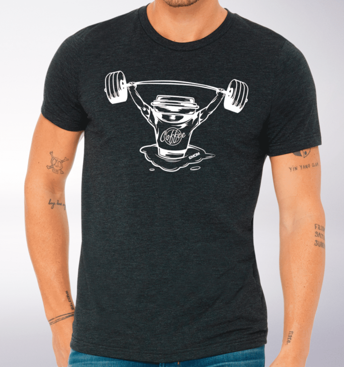White Barbell & Coffee T-Shirt Herren Shirt - Dunkelgrau 2
