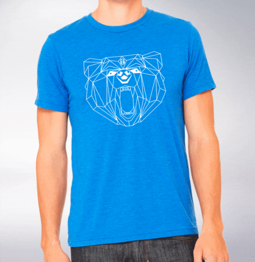 White Bärenkopf (vorne) T-Shirt Herren - Blau 2
