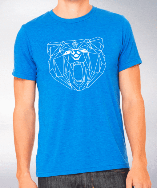 White Bärenkopf (vorne) T-Shirt Herren - Blau 5
