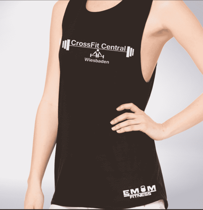 Crossfit® Central Wiesbaden Loose MuscleTank für Damen – Logo & Heart of Wiesbaden 2