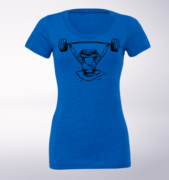 Black - Barbell & Coffee Lady Damen-Shirt - Blau 1
