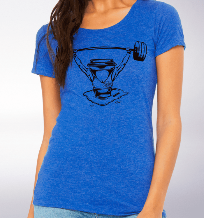 Black - Barbell & Coffee Lady Damen-Shirt - Blau 2