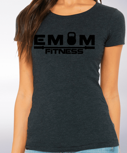 Black - EMOM Fitness Logo Damen-Shirt - Dunkelgrau 4