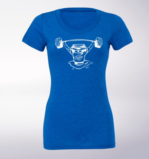 White - Barbell & Coffee Damen-Shirt - Blau 1