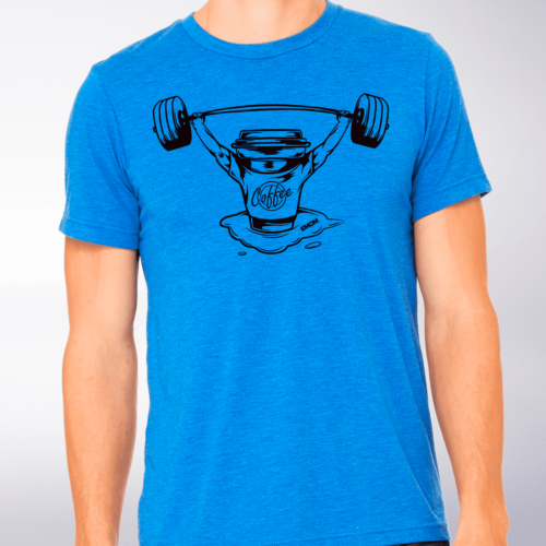 Black - Barbell & Coffee T-Shirt Herren Shirt - Blau 4