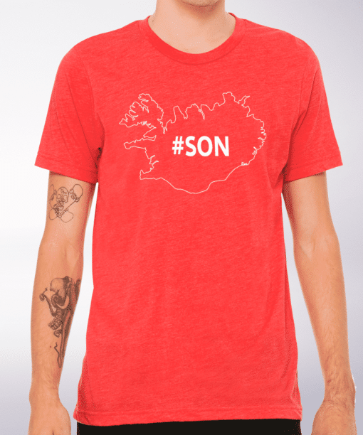 White - SON Iceland T-Shirt Herren - Rot 4