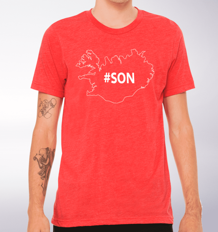 White - SON Iceland T-Shirt Herren - Rot 2