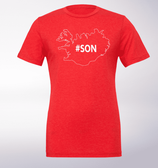 White - SON Iceland T-Shirt Herren - Rot 1