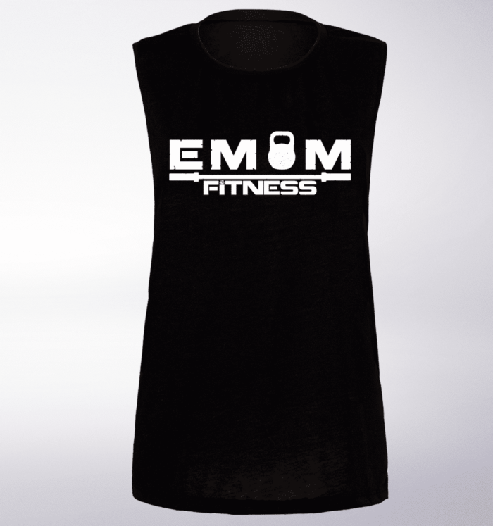 White EMOM Fitness Loose Muscle Tank Damen - Black 1
