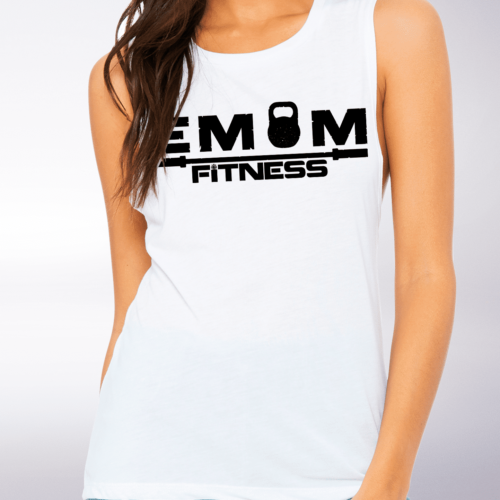 Black EMOM Fitness Loose Muscle Tank Damen - White 4