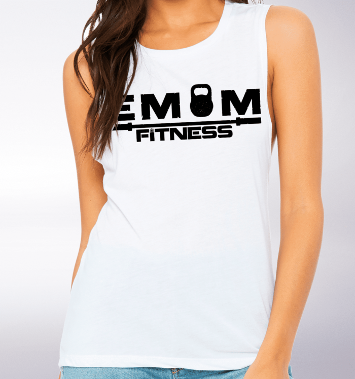 Black EMOM Fitness Loose Muscle Tank Damen - White 2