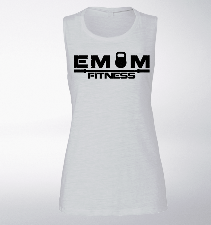 Black EMOM Fitness Loose Muscle Tank Damen - White 1
