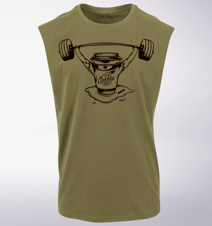 Black - Barebell & Coffee Man MuscleTank - Herren - Oliv 1