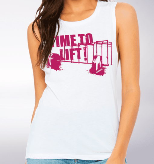 Pink Time to Lift! Loose Muscle Tank Damen - White 2