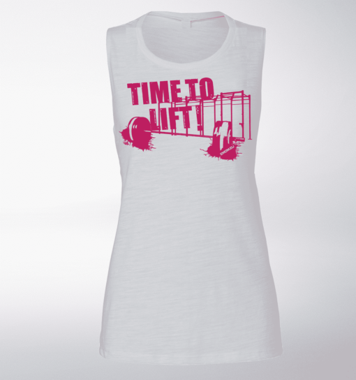 Pink Time to Lift! Loose Muscle Tank Damen - White 1