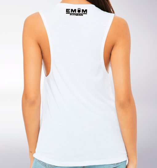 Black EMOM Fitness Loose Muscle Tank Damen - White 3