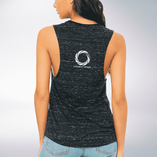 Crossfit© Virage Loose MuscleTank für Damen - Heather Black – Logo hinten & vorne 3