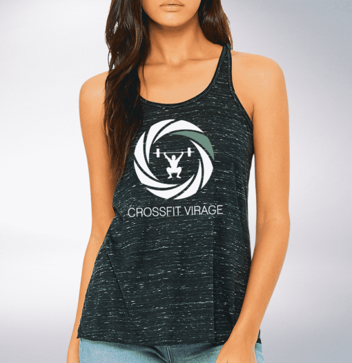 Crossfit© Virage Loose MuscleTank für Damen - Heather Black – Logo hinten & vorne 1