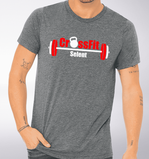 CrossFit®Selent T-Shirt für Herren Grey - Logo vorne&hinten 1