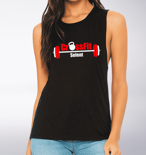 CrossFit®Selent Loose Muscle Tank für Damen Schwarz - Logo vorne&hinten 1