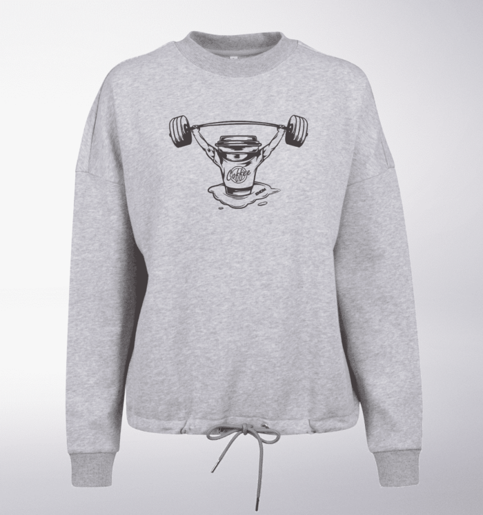 White/Black - BarbellCoffee Damen Oversized Sweater - Hellgrau 1