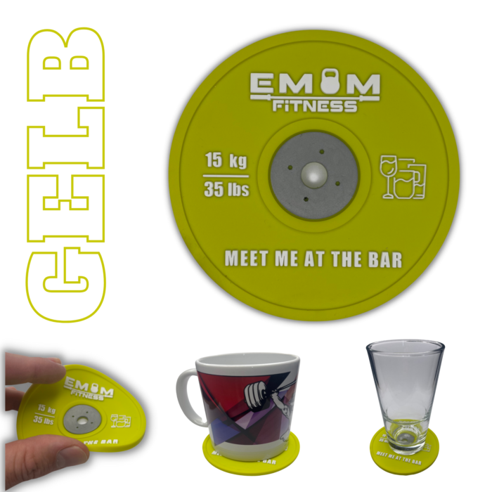 EMOM Fitness® - Untersetzer / Coaster im Barbell Plate - Design - Einzeln oder auch im Set GRATIS SCHLÜSSELANHÄNGER! 5