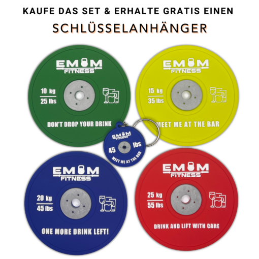 EMOM Fitness® - Untersetzer / Coaster im Barbell Plate - Design - Einzeln oder auch im Set GRATIS SCHLÜSSELANHÄNGER! 1