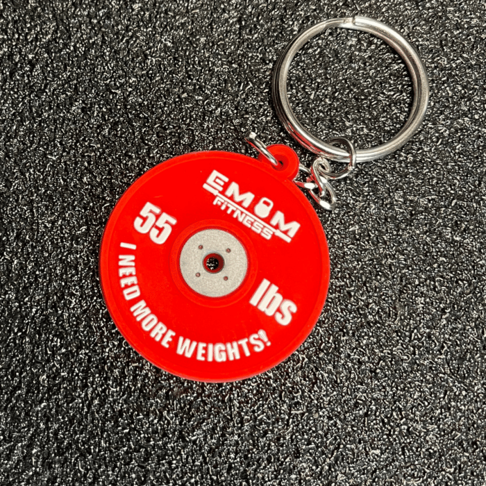 EMOM Fitness® Schlüsselanhänger - Barbell Rot - I need more weights! 1