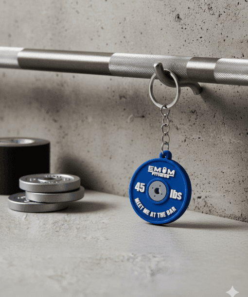 EMOM Fitness® Schlüsselanhänger - Barbell Blau - Weightlifting - Meet me at the bar!