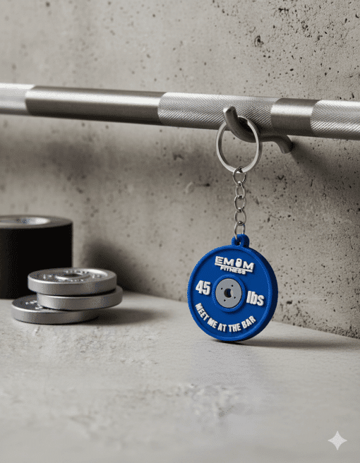 EMOM Fitness® Schlüsselanhänger - Barbell Blau - Weightlifting - Meet me at the bar!