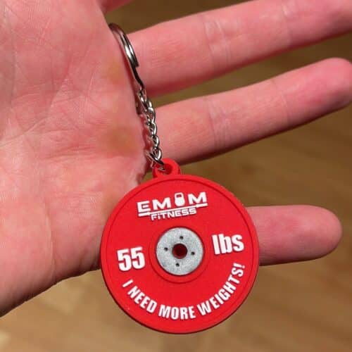 EMOM Fitness® Schlüsselanhänger - Barbell Rot - I need more weights! 3