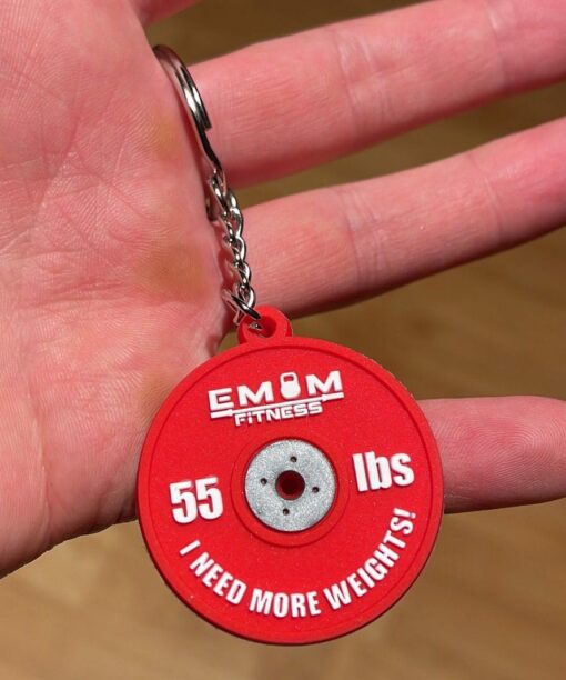 EMOM Fitness® Schlüsselanhänger - Barbell Rot - I need more weights! 3