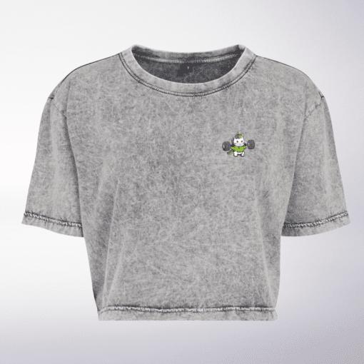 IronUnicorn Next Level Lift - Acid Washed Crop Top - Grey Black 5