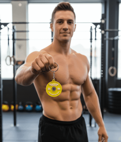 EMOM Fitness® Schlüsselanhänger - Barbell Gelb - Weightlifting - Stay Hungry – Bild 2