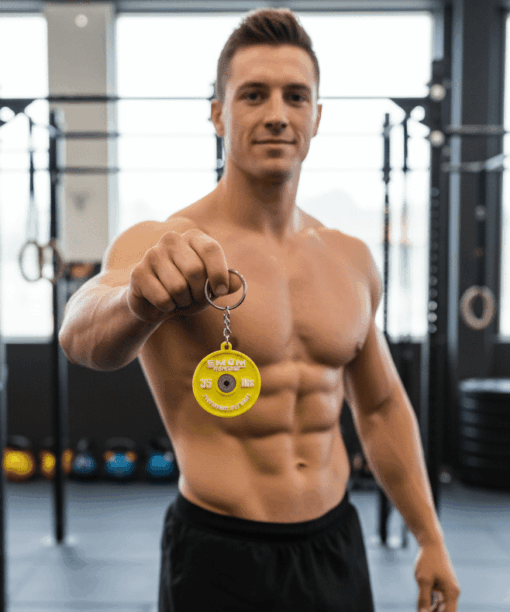 Alternative view of EMOM Fitness® Schlüsselanhänger - Barbell Gelb - Weightlifting - Stay Hungry